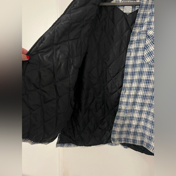 Y.U.M.A. men’s Blue White Plaid insulated Button-Up Shirt jacket size L (O122) - Picture 4 of 8